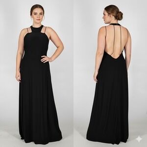 Dance & Marvel Black Strappy Maxi Dress Special Occasion Womens Size Large NEW